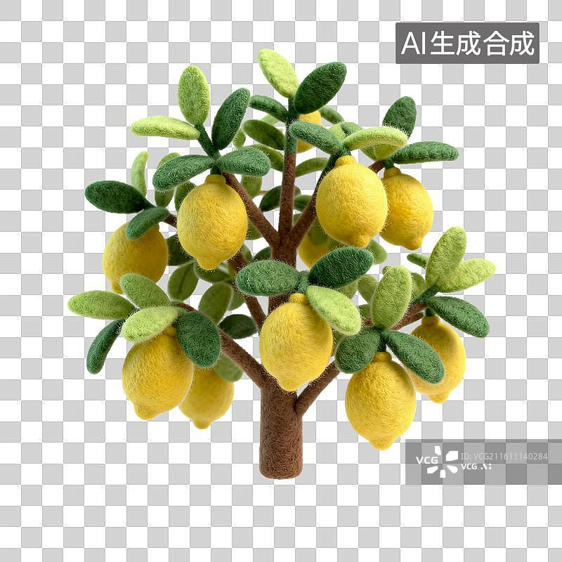 【AI数字艺术】手工毛毡柠檬树图片素材