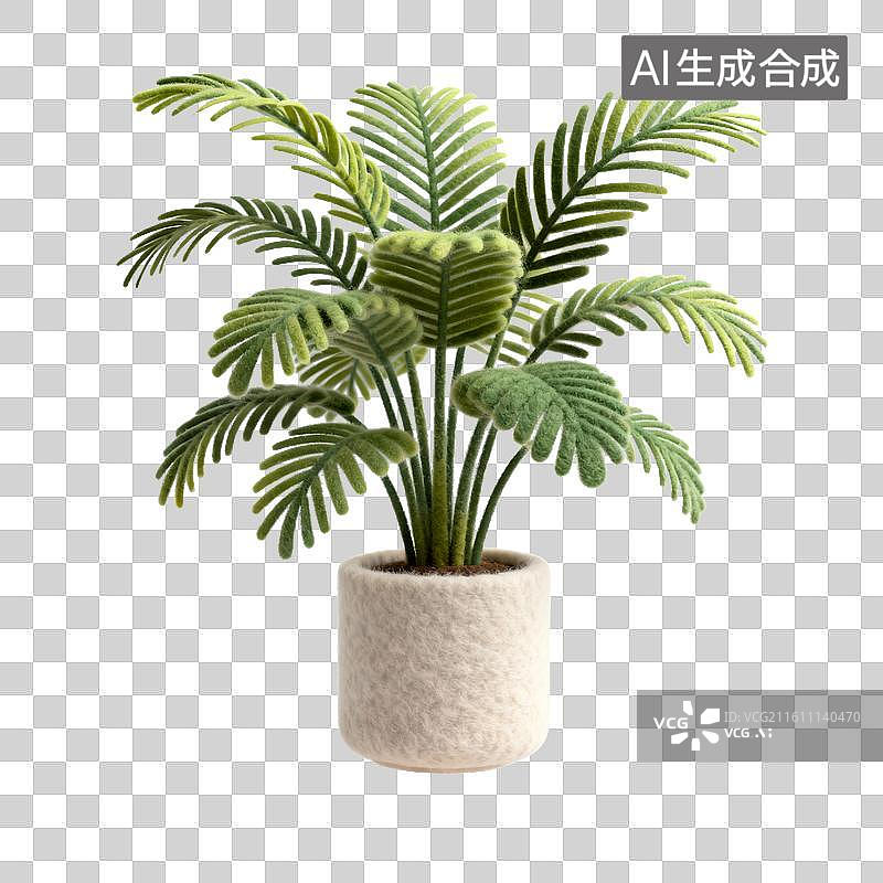 【AI数字艺术】手工毛绒散尾葵图片素材