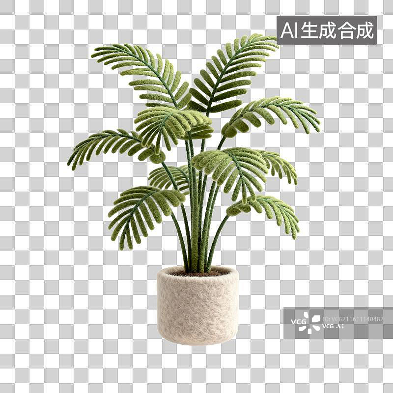 【AI数字艺术】手工毛绒散尾葵图片素材