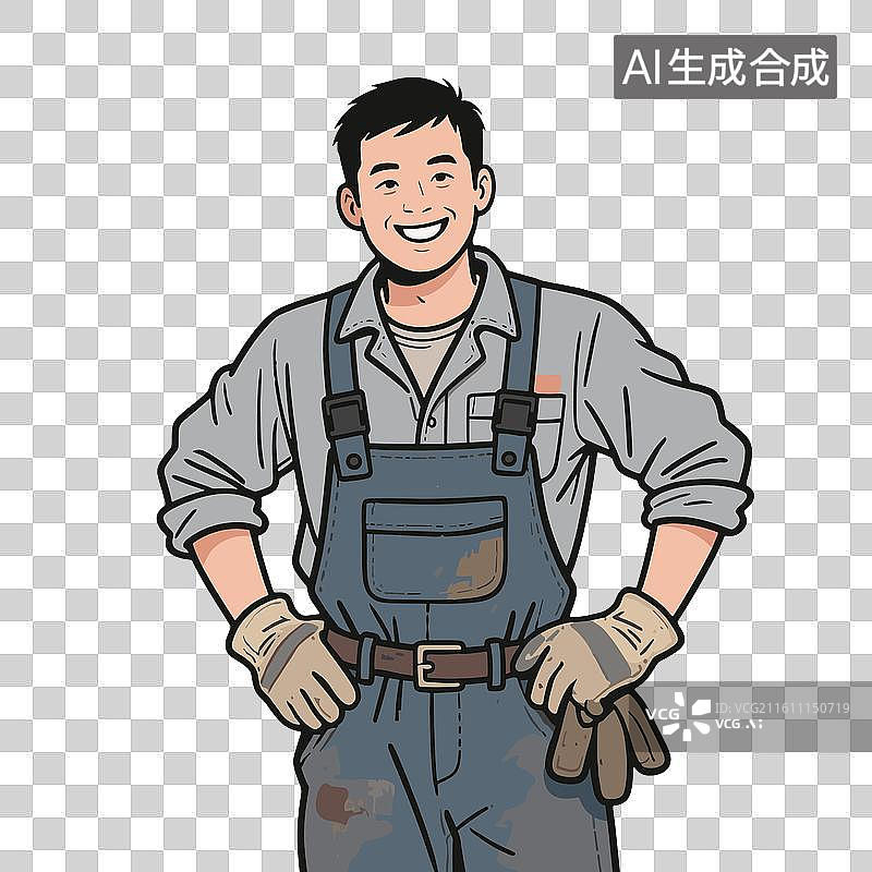 【AI数字艺术】[矢量EPS素材]微笑的蓝领工人图片素材