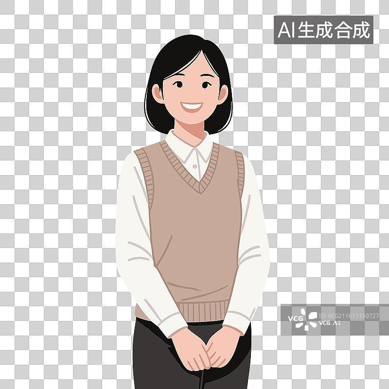 【AI数字艺术】[矢量EPS素材]微笑的职业女性形象图片素材
