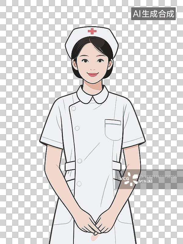 【AI数字艺术】[矢量EPS素材]身着白大褂的微笑女护士图片素材