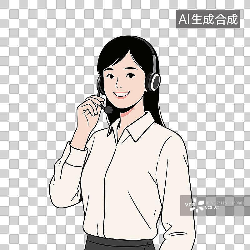 【AI数字艺术】[矢量EPS素材]客服中心职业女性形象图片素材