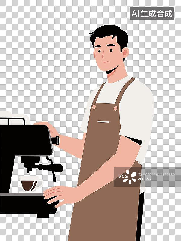 【AI数字艺术】[矢量EPS素材]咖啡店专业咖啡师制作咖啡图片素材