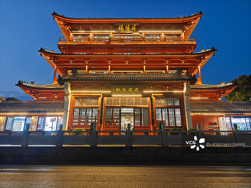 九江市浔阳楼夜景图片素材