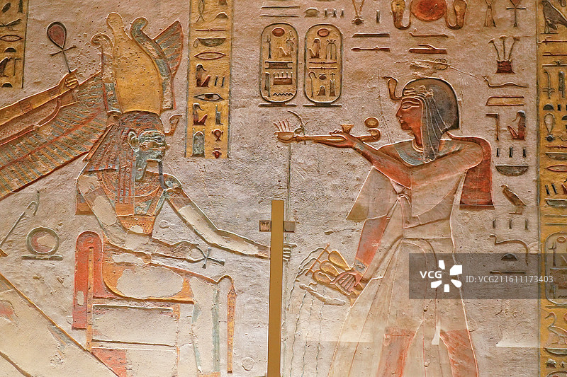 埃及帝王谷，精美的墓室壁画，Valley of the Kings图片素材
