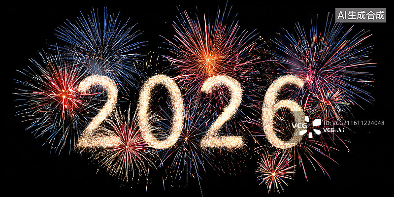 【AI数字艺术】2026新年璀璨烟花绽放图片素材