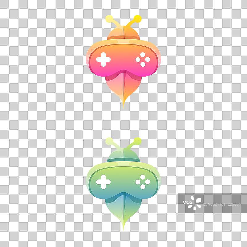 渐变彩色风格的蜜蜂游戏Logo图片素材