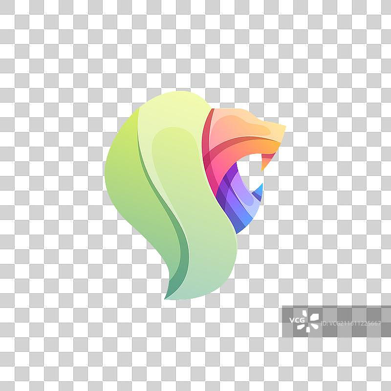 渐变彩色风格的狮子标志图片素材