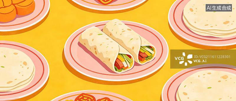 【AI数字艺术】立春节气食物春饼春卷图片素材