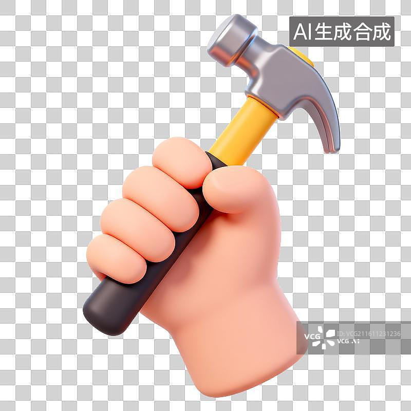 【AI数字艺术】手持锤子的卡通手图片素材