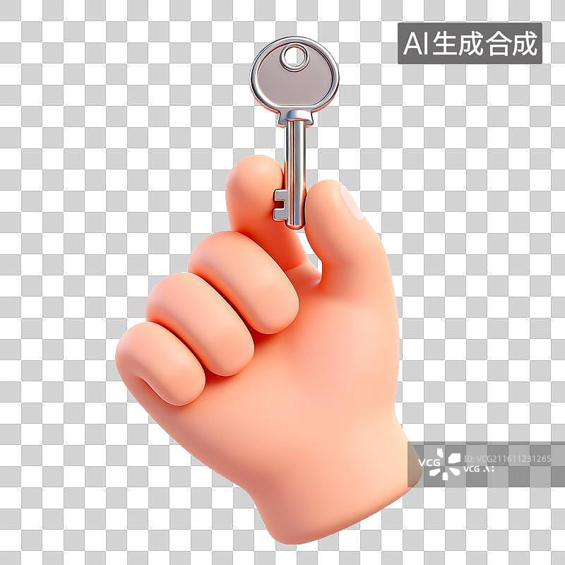 【AI数字艺术】手握金属钥匙图片素材