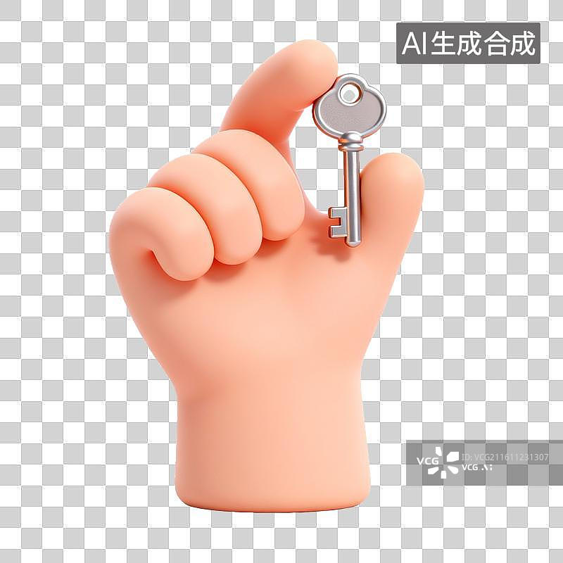 【AI数字艺术】手握银色钥匙图片素材