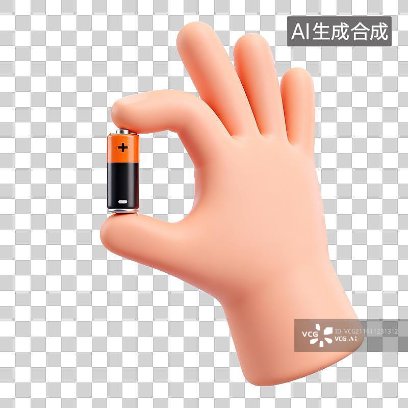 【AI数字艺术】手握电池的特写图片素材