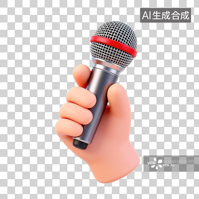 【AI数字艺术】手持麦克风的卡通手图片素材