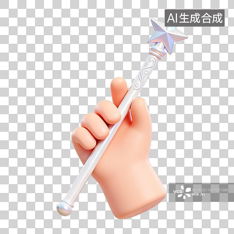 【AI数字艺术】手持魔法棒的卡通手图片素材