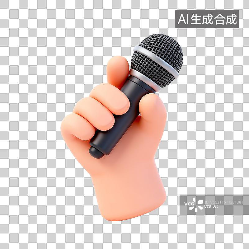 【AI数字艺术】手持麦克风的卡通手图片素材