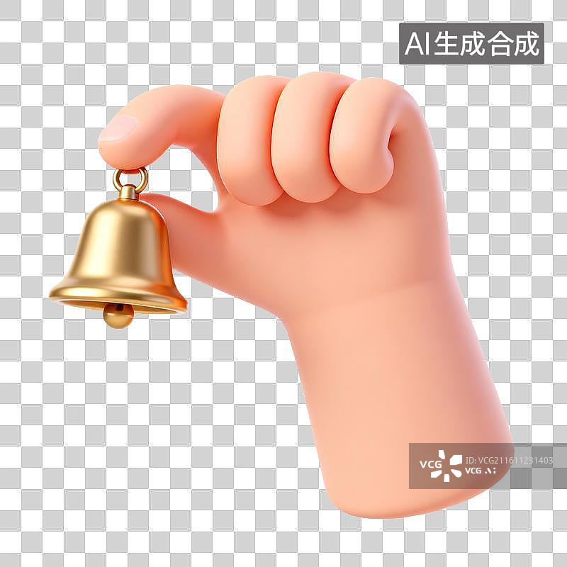 【AI数字艺术】手握金色铃铛图片素材