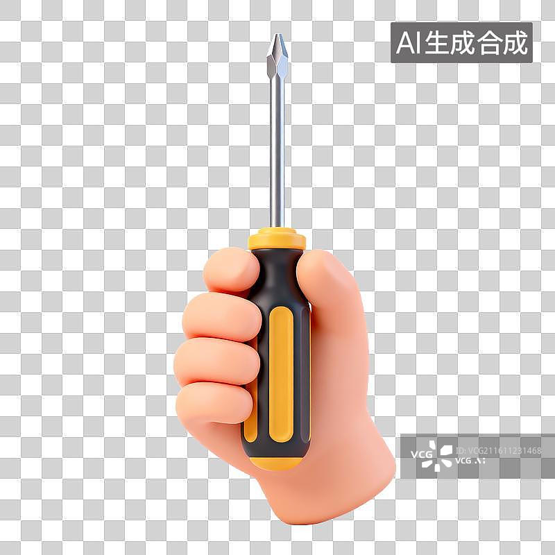 【AI数字艺术】手持螺丝刀的特写图片素材
