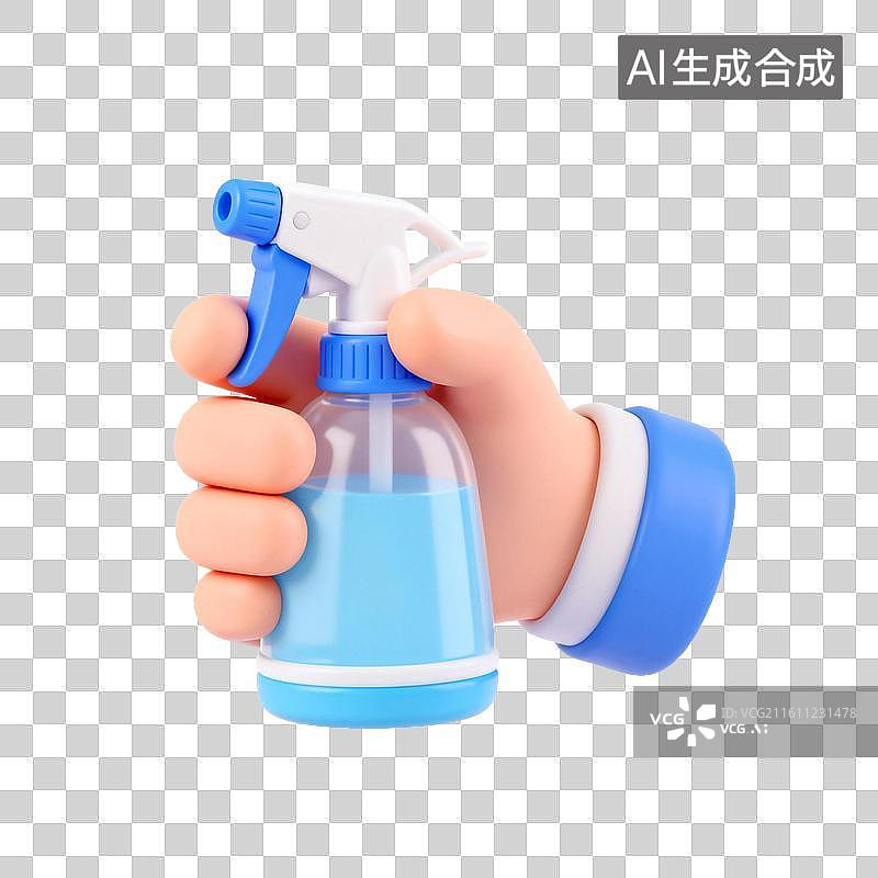 【AI数字艺术】手持蓝色喷雾瓶图片素材