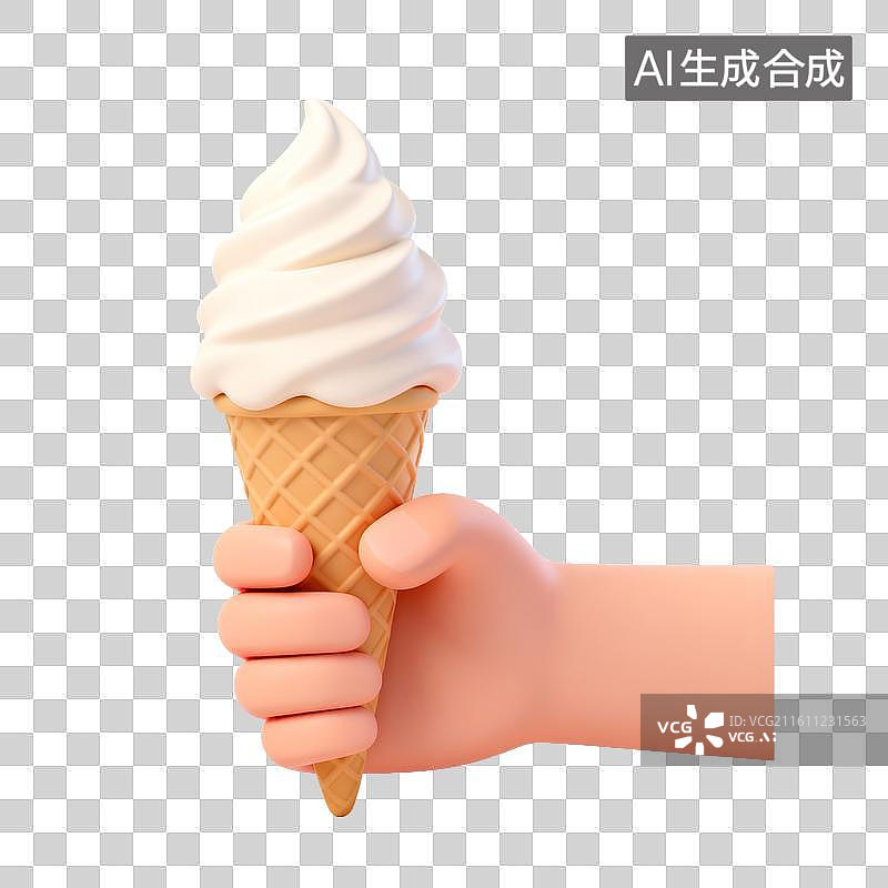 【AI数字艺术】手持冰淇淋甜筒图片素材