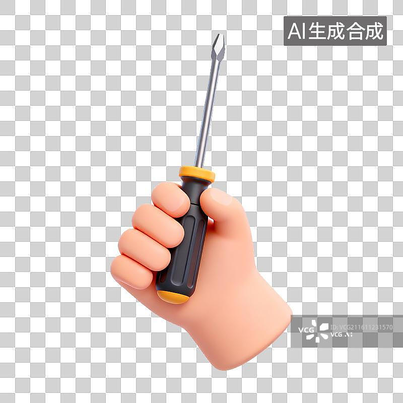 【AI数字艺术】手持螺丝刀的卡通手图片素材