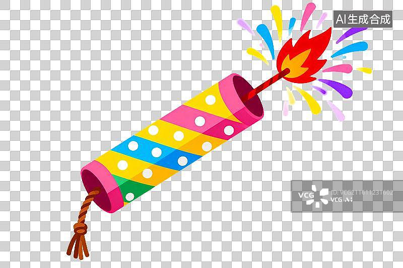 【AI数字艺术】彩色鞭炮喷射火花庆祝场景图片素材
