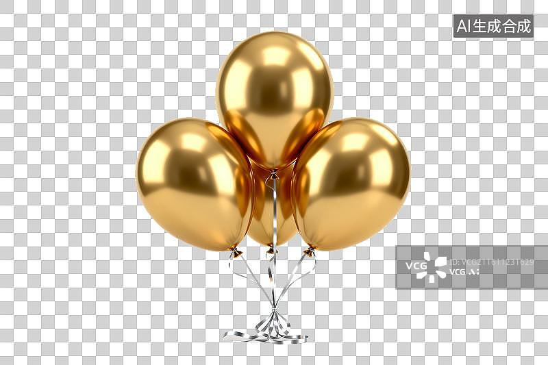 【AI数字艺术】金色气球装饰组合特写图片素材