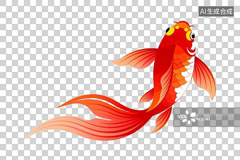 【AI数字艺术】红色锦鲤卡通形象游动姿态图片素材