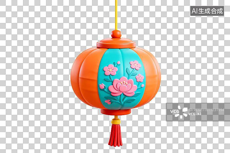 【AI数字艺术】彩色花卉装饰灯笼悬挂展示图片素材