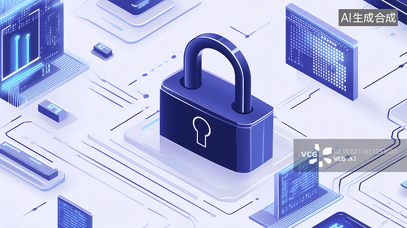 【AI数字艺术】安全锁互联网科技背景图片素材