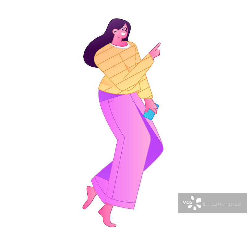 人物手拿手机进行社交互动造型矢量渐变插画图片素材