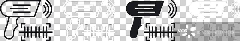 条形码扫描仪细线图标集图片素材
