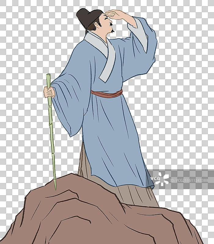 中国风新中式古风古典传统文化古装古人古代古时候人物国学经典明代明朝徐霞客插画图片素材