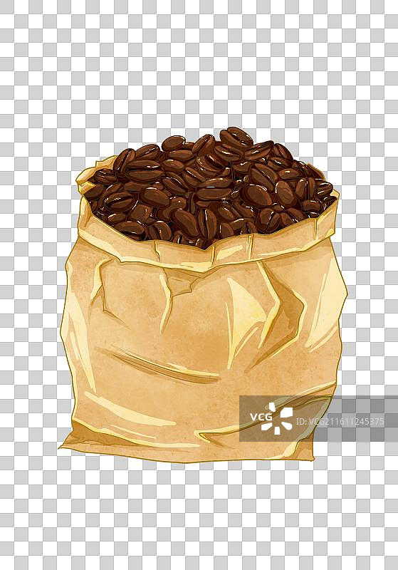 咖啡元素牛皮纸袋咖啡豆图片素材