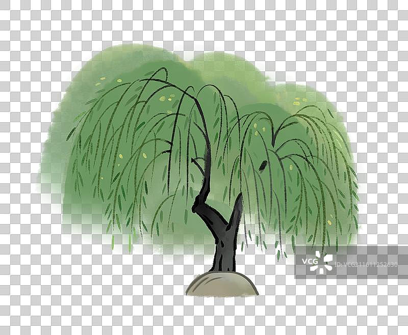 水墨画杨柳图片素材