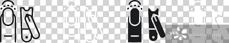 指甲刀和指甲剪细黑线图标集图片素材