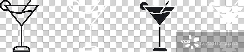 鸡尾酒细线图标集图片素材