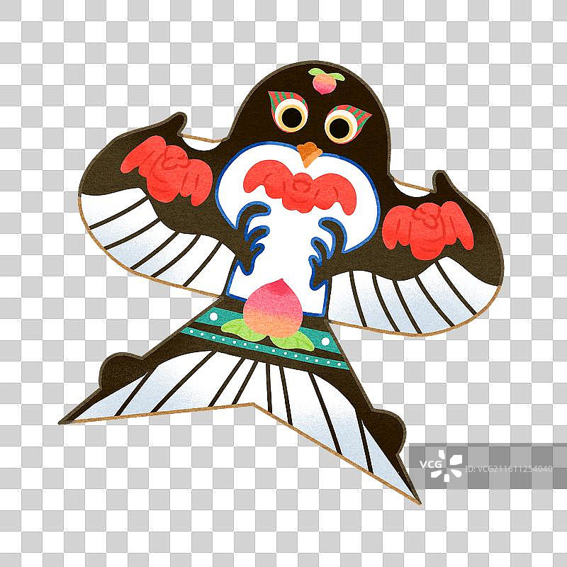 手绘卡通非遗传统技艺纸鸢风筝插画元素图片素材