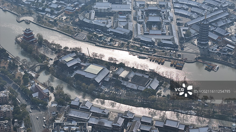 江苏淮安：雪后的里运河文化长廊和清江浦景区图片素材