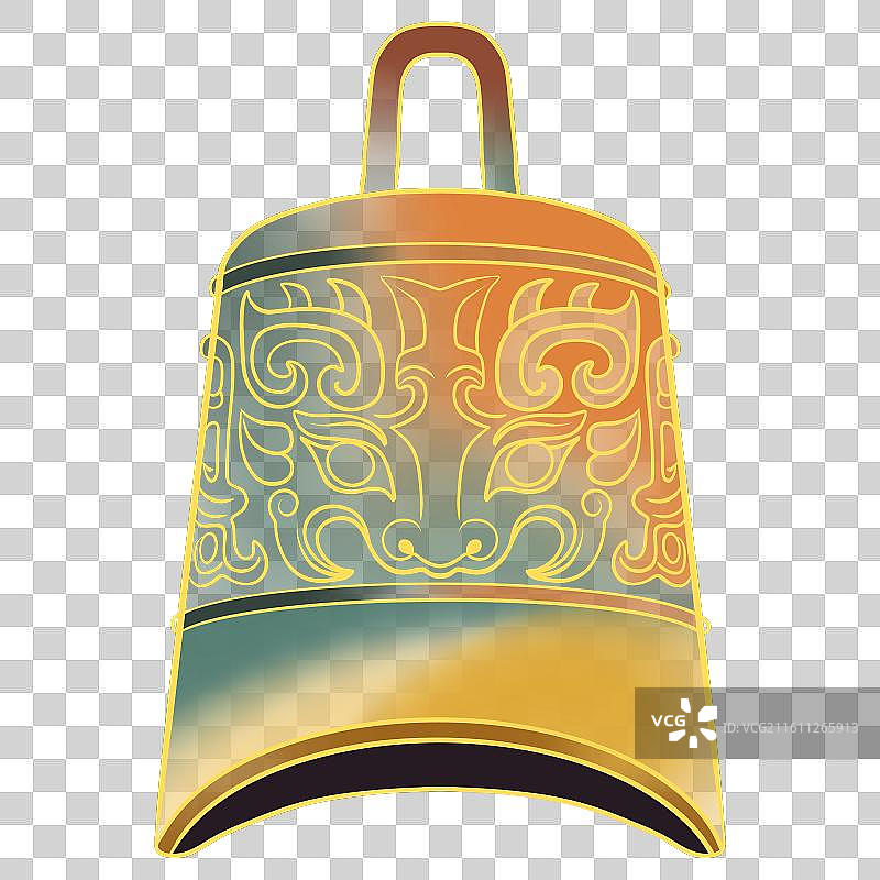 青铜钟传统纹饰国潮风艺术插画图片素材