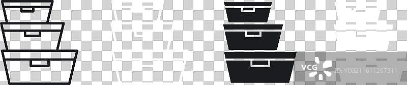 食品容器细线图标集图片素材