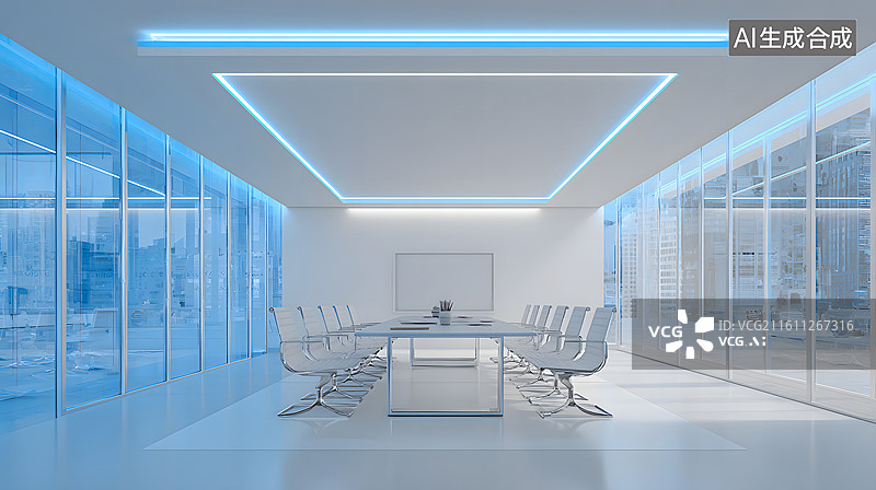 【AI数字艺术】现代会议室空间图片素材