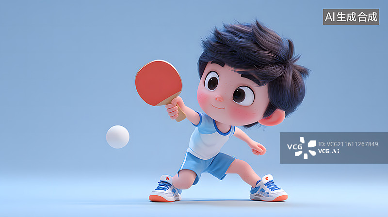 【AI数字艺术】少年乒乓球运动瞬间图片素材