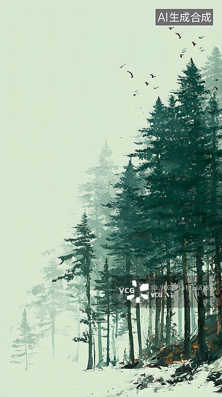 【AI数字艺术】崖壁古松图图片素材