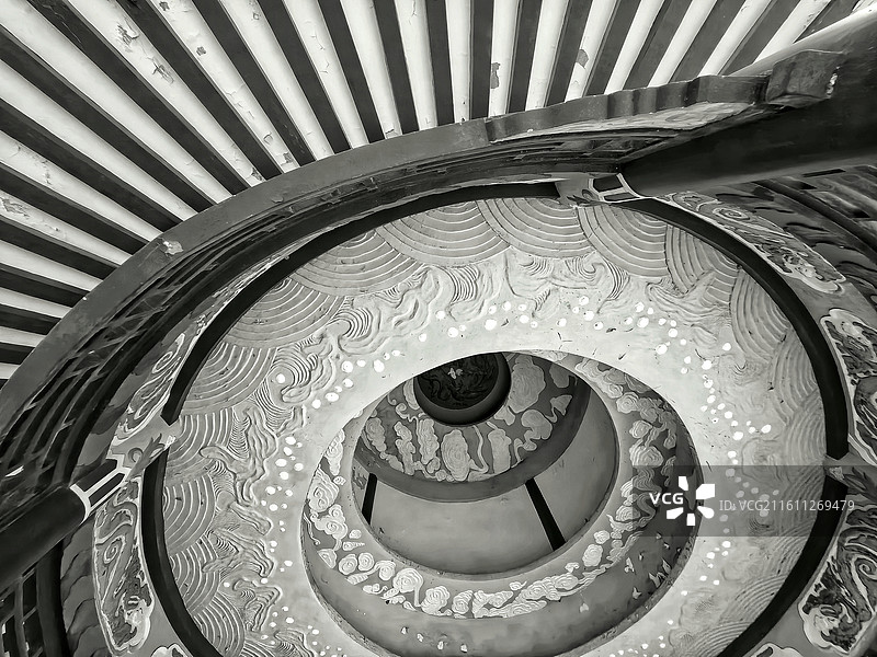 东湖磨山景区凉亭建筑黑白穹顶的韵律图片素材