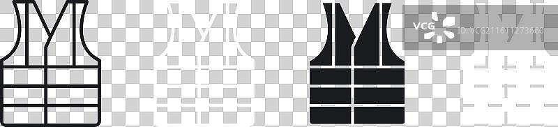 高可见度背心细线图标集图片素材