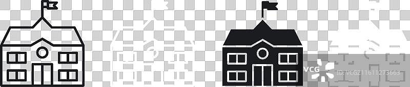 高中建筑细线图标集图片素材