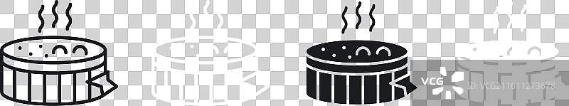 热水按摩浴缸细线图标集图片素材