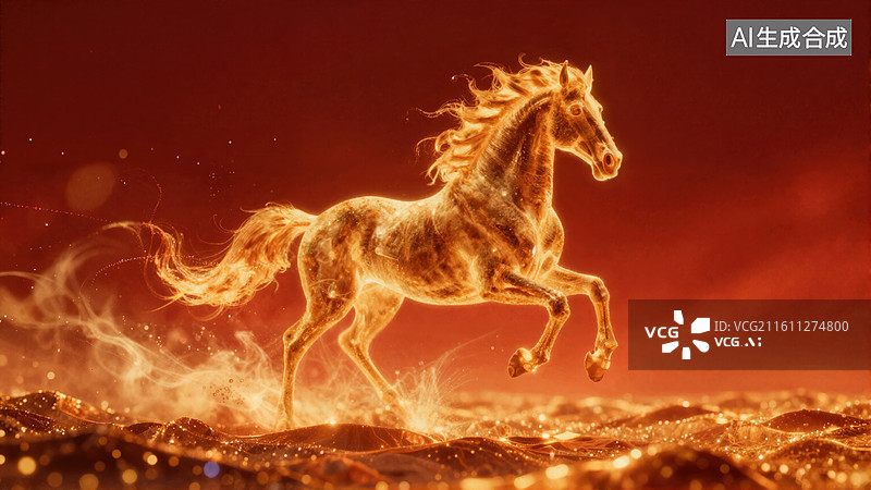 【AI数字艺术】骏马奔腾迎新春图片素材
